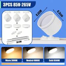 GX53 轨道照明灯具,吸顶式可调射灯,180°旋转,黑/白金属铝+PC,AC85-265V,适用于卧室/书房/客厅/衣橱/展示柜/展厅/商店/画廊/走廊/餐厅/服装店/酒吧(套装包含轨道和连接配件) - 軌道燈照明組GX53燈座模式 - 查看 19