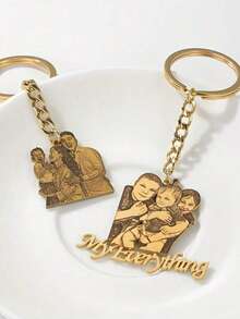 Personalized Photo Keychain - Customizable Family & Couples Memorial Jewelry With Gold Chain - Stainless Steel Valentine's Day Gift - Engraved "My Everything" - Durable And Sentimental Memento - Multicolor + Gift Box - View 7