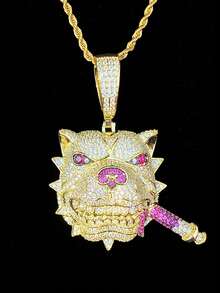 DUBSS 1 Piece Iced Out Dog Cigarette Necklace Pendant For Men Prong Setting Plated Hip Hop Jewelry - Dog - View 9