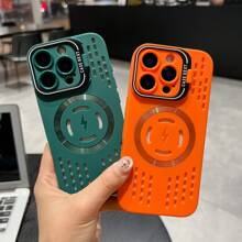 Summer Hollowed-Out Cooling Phone Case With Lens Holder, Suitable For IPhon16 Magnetic Phone Case Hollowed-Out IPhon 15 Drop Case 14 Waterproof Shockproof Anti-Fall Scratch Resistant