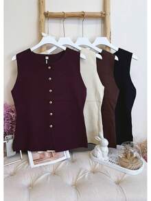 Regatas e camisolas femininas - Marrom Chocolate - Ver 6