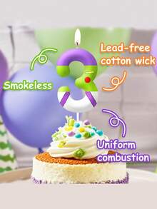 Cartoon Animal Themed Purple & Green Number 0-9 Birthday Party Cake Decorative Candles - Multicolor - View 3