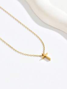 1 pieza Delicado y pequeño collar con cruz dorada, collar artístico y versátil tipo gargantilla para resaltar la elegancia y el gusto único del cuello - Amarillo Oro - Ver 7