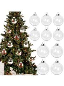 透明塑料圣诞球可填充装饰圣诞树挂饰球吊坠 2026 圣诞节家居装饰礼物