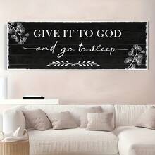 Arte de pared en lienzo art déco moderno minimalista en blanco y negro - Póster sin marco Déjalo en Dios y luego ve a dormir, adecuado para decoración de dormitorio, sala de estar, oficina en casa y aula - Decoración interior inspiradora, arte de pared para decoración del hogar, arte de pared para sala de estar, impresión artística de decoración de pared, decoración de pared para sala de estar, arte de pared pintado a mano, diseñador de interiores - transparente - Ver 9