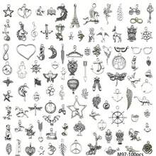 20/30/50/100 hạt mặt dây chuyền hợp kim bạc cổ ngẫu nhiên dùng làm vòng tay, vòng cổ, hoa tai, phụ kiện trang sức tự làm - Bạc - Xem 7