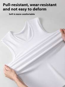 3pcs Men's Sleeveless T-Shirt Undershirt, Solid Black/White/Grey, Crew Neck, Wide Shoulder, Thin Fabric, Sports & Fitness Wear