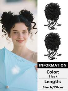 2 Peças Acessórios para Coque Bagunçado, Scrunchies Elásticos de Cabelo Encaracolado Sintético para Mulheres, Adequado para Penteados de Casamento Femininos - Multicolorido - Visão 14