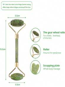 4-In-1 Jade Comb Add Natural Jade Roller Massager For Face Roller Gua Sha Jade Stone Face Massager Anti-Wrinkle Lift Facial Beauty Skin Care Tools,Beauty,Skin Care Products,Spa,Self Care,Skin Care Tools,Face Care,Esthetician Supplies,Massage,Face Massage Tool,Face Roller - Green - View 11