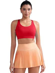 Racerback Molded Cup Sports Bra With Sewn In Pads - A-deep Red - View 9