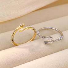 1pc New Micro-Inlaid Zirconia Fish Shaped Adjustable Ring, Women Fashion Jewelry Accessory
