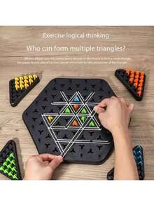 1pc Funny Chain Triangular Chess Board Game, Family Leisure Party Multiplayer Competition Entertainment, Used For Logic Thinking Practice, Birthday, Christmas Gift [Accessories, Packaging Color And Text Random] - Black - View 2