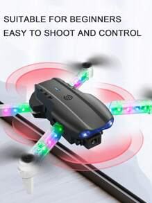 E88D, Remote Control Lighting, Drone, High-Definition Dual Camera, Aerial Photography, Quadcopter, Folding, Model Airplane - Multicolor - View 6
