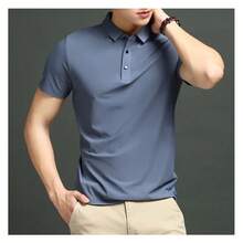 Men's Comfortable Ice Silk Polo Shirt - 灰色 - 查看 2