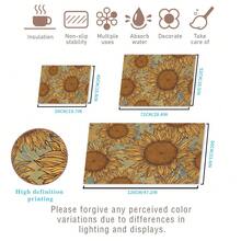 Tapis de cuisinière, dessous de plat tournesol et chat noir, résistant à la chaleur, antidérapant, résistant aux rayures, facile à nettoyer, convient pour la cuisinière, le plan de travail, le placard, le lave-vaisselle, la machine à laver, le sèche-linge, la plaque à induction et la table à repasser, protecteur de surface de cuisson en verre céramique, résistant à la chaleur, résistant aux rayures, couvre-plaque de cuisson antidérapant, tapis pour cafetière, tapis de machine à café - Multicolore - Voir 14