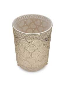 Luxury European Style Golden Color Waste Bin, Metal Gold Electroplated Exterior + PVC Liner, Kitchen, Dining Room, Living Room Trash Can, Small Desktop Garbage Can, Delicate Pattern - Multicolor - View 11