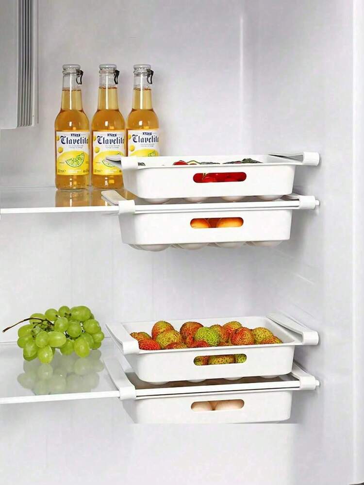 2pcs 12-Compartment Kitchen Hanging Storage Box, Refrigerator Egg And Fruit Storage Box Drawer-Type Food Preservation Box Kitchen Accessories Refrigerator Storage Rack - White - View 7