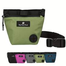 带训练响片的狗粮袋，升级版三重磁扣防漏设计，带便便袋分配器的双杯宠物散步腰包，金属夹腰带狗零食袋狗零食袋遛狗袋