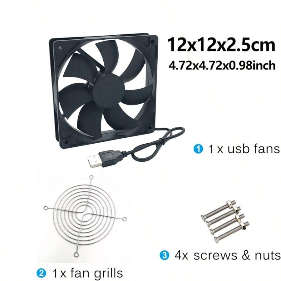 Ventilador de enfriamiento de 120x120x25mm alimentado por USB de 5V, adecuado para receptor, DVR, caja de TV, router