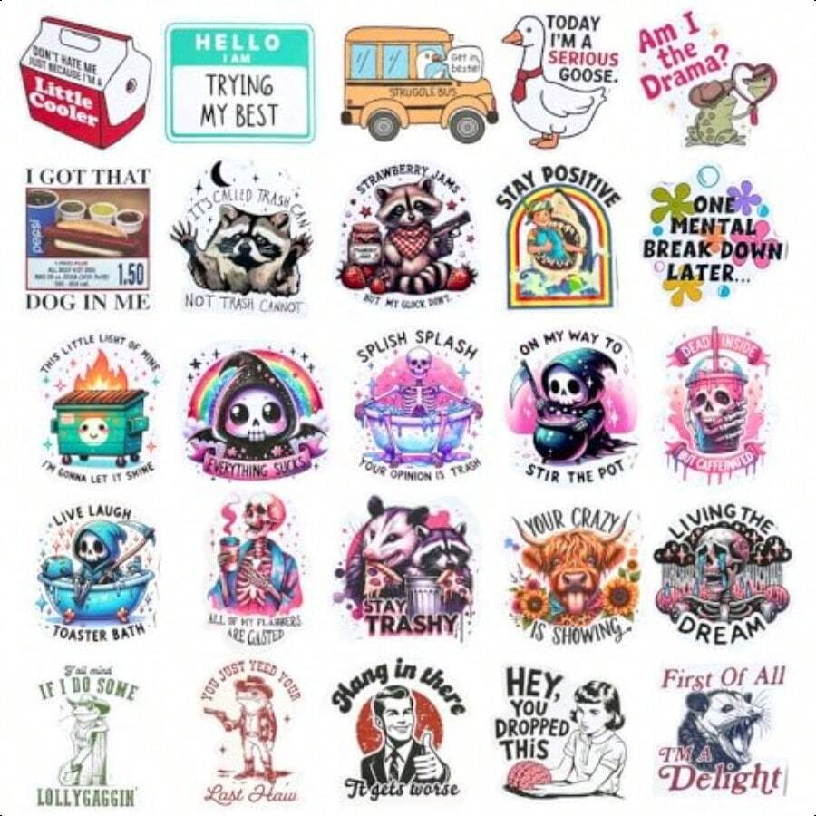 25PC Funny Magnets Bulk Fun Cool Cute Refrigerator Fridge Magnet Sayings Set For Adults Work Office Locker Car Women Men Boys Girls Meme Retro Vintage Sassy  Hilarious Weird For Teacher Nurse - 多色的 - 查看 1