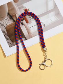 1 pieza Cordón multicolor con cristales de rhinestone - Correa de nylon con broche metálico, elegante y brillante llavero para identificación y teléfono, adecuado para oficina, maestro, estudiante (7 colores: Mezclado/Gris/Rosa/Azul/Negro)