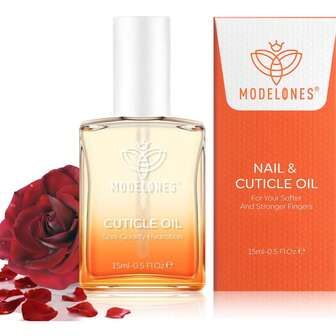 Modelones Cuticle Oil, Nail Strengthener With Jojoba Oil & Vitamin E, Nail Growth Oil That Repairs Cuticles & Promotes, Moisturizes Dry Skin, Rose Frangrance 15ml