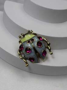 1pc Luxurious Rhinestone Embellished Seven-Star Ladybug Brooch, Fashion Accessory For Women Suit, Coat, Scarf - Ladybug - View 2