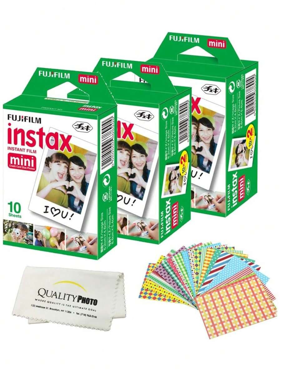 Fujifilm Mini Instant Film For Fujifilm Mini 8, 9 11 Cameras Bundled With Custom Frame Stickers And Quality Photo Microfiber Cloth (50 Films) - 50 Sheets - 查看 1