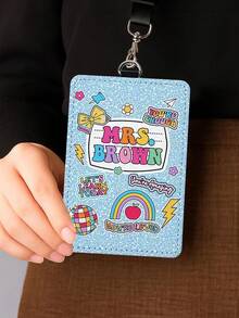 1 pieza Portaidentificación de cuero personalizado para maestros, regalo para maestros, regalo de aprecio a maestros, regalo de regreso a clases, portaidentificación personalizado con tema de útiles escolares, regalo de útiles escolares para maestros, impresión gráfica, suministros de regalo de Navidad, regalo de la semana de aprecio a maestros - Multicolor - Ver 15