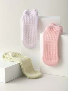 4 pares de calcetines de tobillo transpirables para mujer, adecuados para yoga, pilates, ballet, danza, descalzo - Multicolor - Ver 3