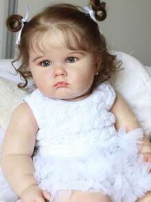 Reborn Fat Big Realistic 60cm 24inch Doll With Hand-Painted 3D Skin And Vascular Vein (Vinyl Limb, Cloth Body) Newborn Bebe Art Toy Birthday Gift (Some Parts Random) - Blanco - Ver 4