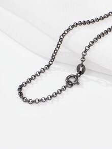 1 件哥特式 S925 纯银项链，男士百搭颈链，小众深黑色系列银链，舒适低过敏性佩戴，适合音乐节和派对