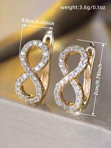 1 Pair Luxury Cubic Zirconia Earrings, Wedding Engagement Anniversary Party Jewelry Gift For Women - 1# - View 4