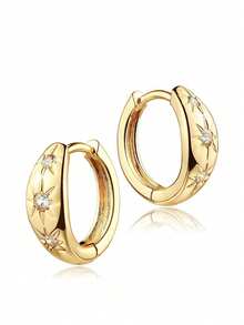 一对优雅的立方氧化锆星形耳环，适合女性在婚礼、派对、订婚、周年纪念、情人节等场合佩戴，也是送给母亲的理想礼物。 - 1# - 查看 8