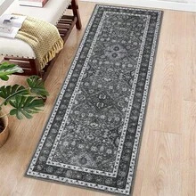 Meiyiu Washable Rug Runner Vintage Rug Traditional Rug Non-Slip Grey Runner Rugs With Rubber Backing Low-Pile Ultra-Soft Distressed Rug For Kitchen Bedroom 2x6/5x7/6x9/8x10/9x12 - Grey-2x6 Feet - View 6