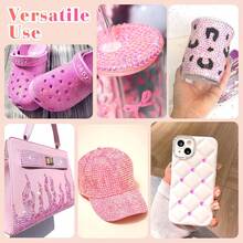 4 包 10,000 颗 2-5 毫米树脂水晶钻石，适用于工艺品、服装和面料，皇家蓝色扁平宝石，深蓝色扁平合成水晶，混合尺寸散装，非热熔，手工 DIY 手机壳，欢呼风扇（黑色镊子 + 白色点笔） - 彩色 - 查看 3