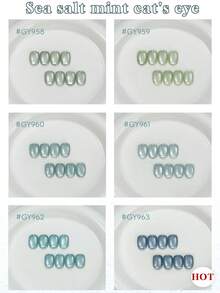 NAI SHI Nail Polish 6PCS/15ML Capacity 2025 New Valentine's Day Gift, Spring, Summer, Autumn, And Winter Sea Salt Mint Translucent Blue-Green Glass Bead Cat-Eye Gel Nail Polish. Vibrant Colors For Summer And Autumn - Multicolor - View 3