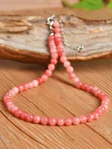 Dây chuyền đá Sunstone thời trang 6mm/8mm/10mm, dây chuyền hạt đá tự nhiên tinh tế (màu đá tự nhiên ngẫu nhiên) - Hồng - Xem 13