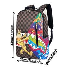 Mochila unisex con estampado de boca de tiburón de moda, mochila de gran capacidad para viajes al aire trayectos, ideal para estudiantes de secundaria y universidad, estilo de dibujos animados, excelente regalo de Navidad para amigos o niños - Negro - Ver 3