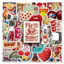 50张复古贴纸，Y2K主题，食物贴纸，美学贴纸，艺术贴纸，趣味贴纸，酷炫贴纸，散装贴纸，适用于笔记本电脑、滑板、日记本、笔记本、手机、杯子、吉他、行李箱、电脑、冰箱、桌子、学习用品、返校季 - 彩色 - 查看 2