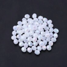 100 件/包亚克力镀 AB 色刻面圆珠，多款式散珠，时尚闪亮白色 DIY 珠宝制作用品，适用于手链、项链、吊坠、装饰品