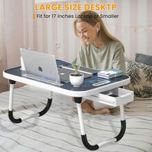 Portable Folding Table For RV Bedside, Multifunctional Tray Rack With Drawer, Can Also Be Used As A Computer Table - Suitable For RV, Bed, Sofa, Floor, Restaurant Reading And Writing - Stable And Durable, Foldable Design - Meteor - View 6