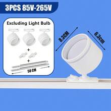 GX53 轨道照明灯具,吸顶式可调射灯,180°旋转,黑/白金属铝+PC,AC85-265V,适用于卧室/书房/客厅/衣橱/展示柜/展厅/商店/画廊/走廊/餐厅/服装店/酒吧(套装包含轨道和连接配件) - 軌道燈照明組GX53燈座模式 - 查看 24