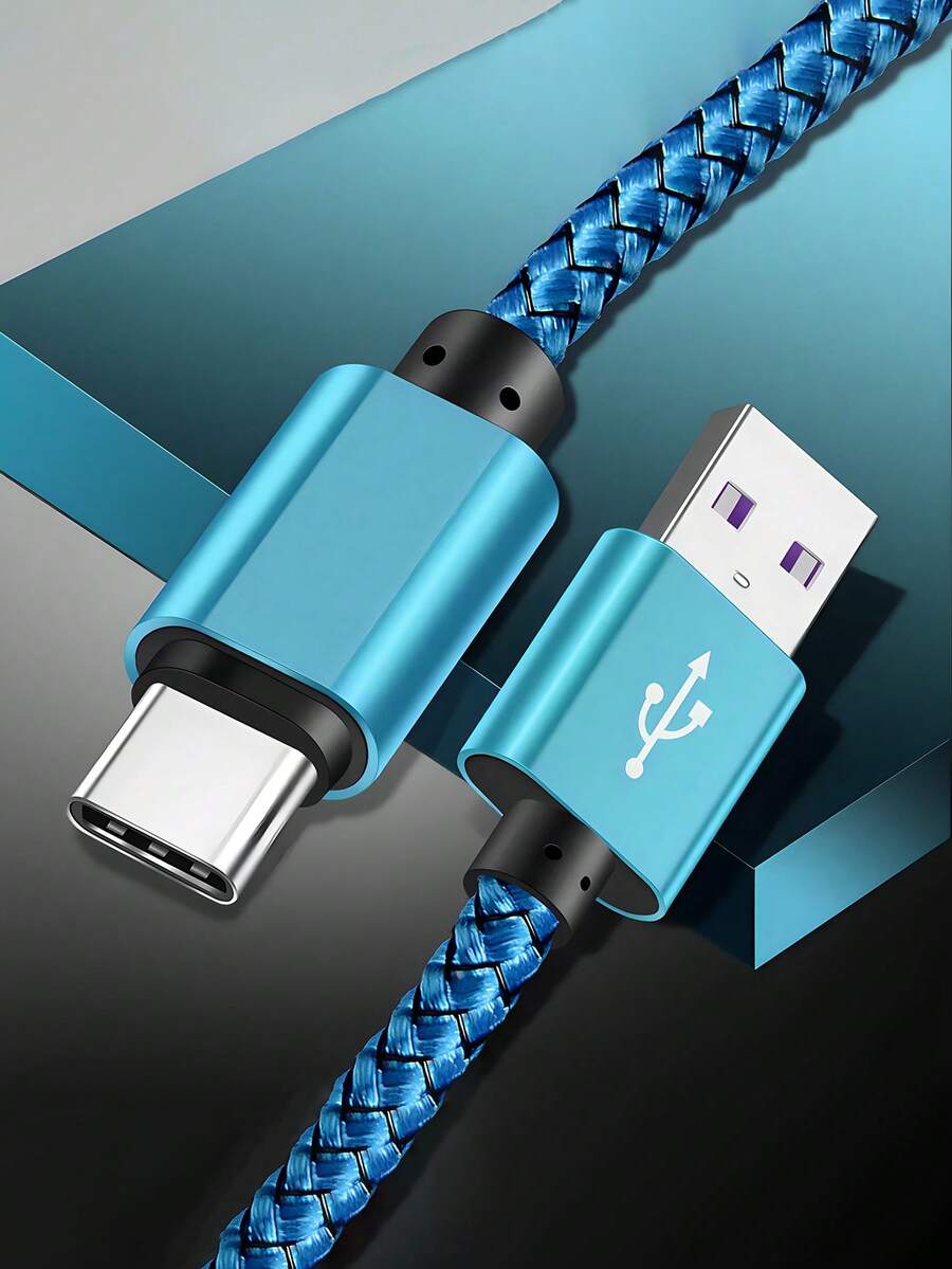 1条USB-C快速充电线[3.3英尺/6.6英尺/10英尺] USB-A转C尼龙编织充电线，兼容三星Galaxy S25 S24 S23 S22 S21 S10、Note 20 10 9 A51 G8 G7、Pixel及其他USB-C设备