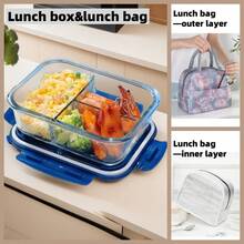 Thick Glass Food Storage Container, Large Capacity Lunch Box, Airtight Meal Prep Container, Microwave & Dishwasher , Suitable For Work And School - Multicolor - View 23