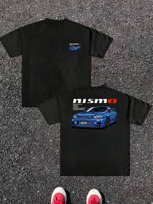 Nissan Skyline R34 GTR 220g Men's Short Sleeved T Shirt 1Pcs Stylish 100% Cotton Tee Double Sided Digital Printed T Shirt ComfortableJDM Car Graphic Tee - Black - View 1