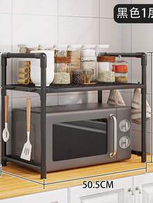 Estante de cocina de piso, rejilla para horno de 2 niveles, estante de almacenamiento ajustable para olla a presión, microondas y especias