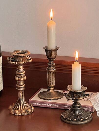 1件/1套中世纪风格复古古董烛台/烛台，高端家居艺术香薰烛台底座，烛光晚餐装饰/婚礼装饰，餐桌装饰/家居装饰/房间装饰，也非常适合家居和房间装饰，是馈赠亲朋好友的理想礼物。万圣节、感恩节和圣诞节的必备餐桌装饰。