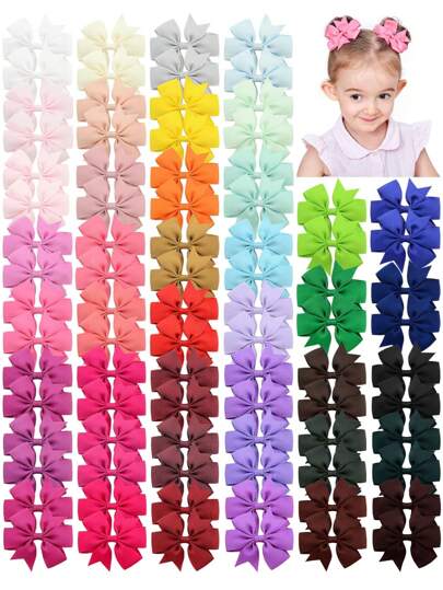 40 piezas Clips de pelo con lazo de colores aleatorios, clips de pelo con mariposa de cinta de satén, accesorios para el cabello adecuados para niñas, niñas pequeñas y uso diario de niños