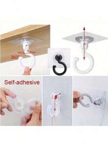 4 个可旋转天花板粘性挂钩、可旋转自粘式天花板挂钩、天花板旋转无缝挂钩 - 易于安装,无需钻孔、用于悬挂植物、灯笼、风铃的粘性衣架、带实用挂钩的现代天花板装饰、浴室配件、家居配件 - 彩色 - 查看 6